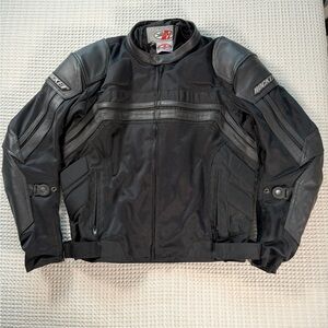 Joe Rocket Black Motorcycle Riding Jacket Mens Size L Leather & Mesh